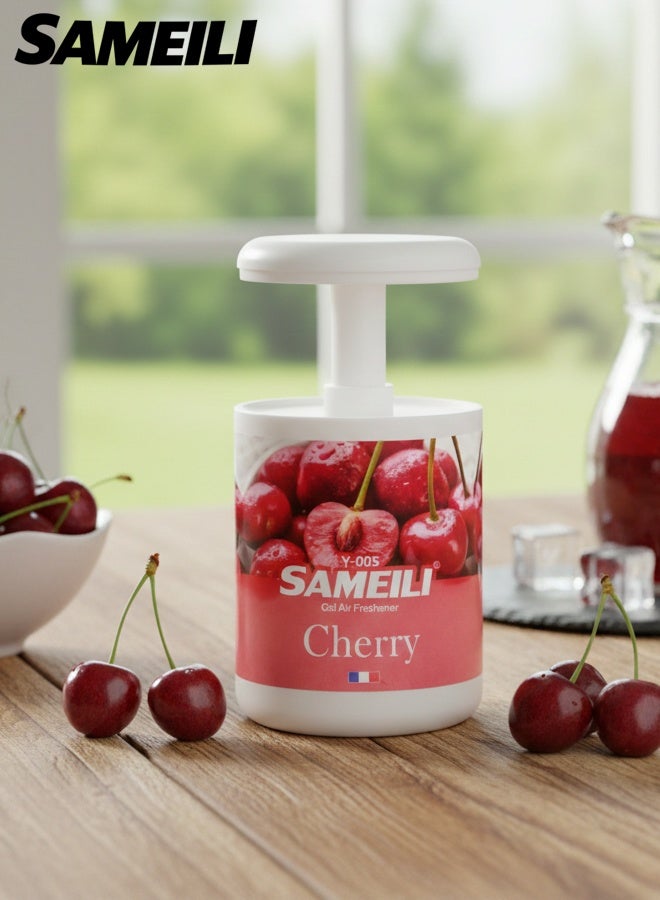 ساميلي معطر جو جل برائحة الكرز للسيارة - رائحة تدوم طويلاً، تصميم مانع للتسرب، للاستخدام في حامل الأكواب أو لوحة القيادة، رائحة الكرز المنعشة لسيارات الدفع الرباعي والسيدان Y-005 - Image 1